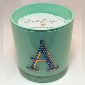 Monogram 'A' Sweet Escape Scented Candle - Aqua Mint Color